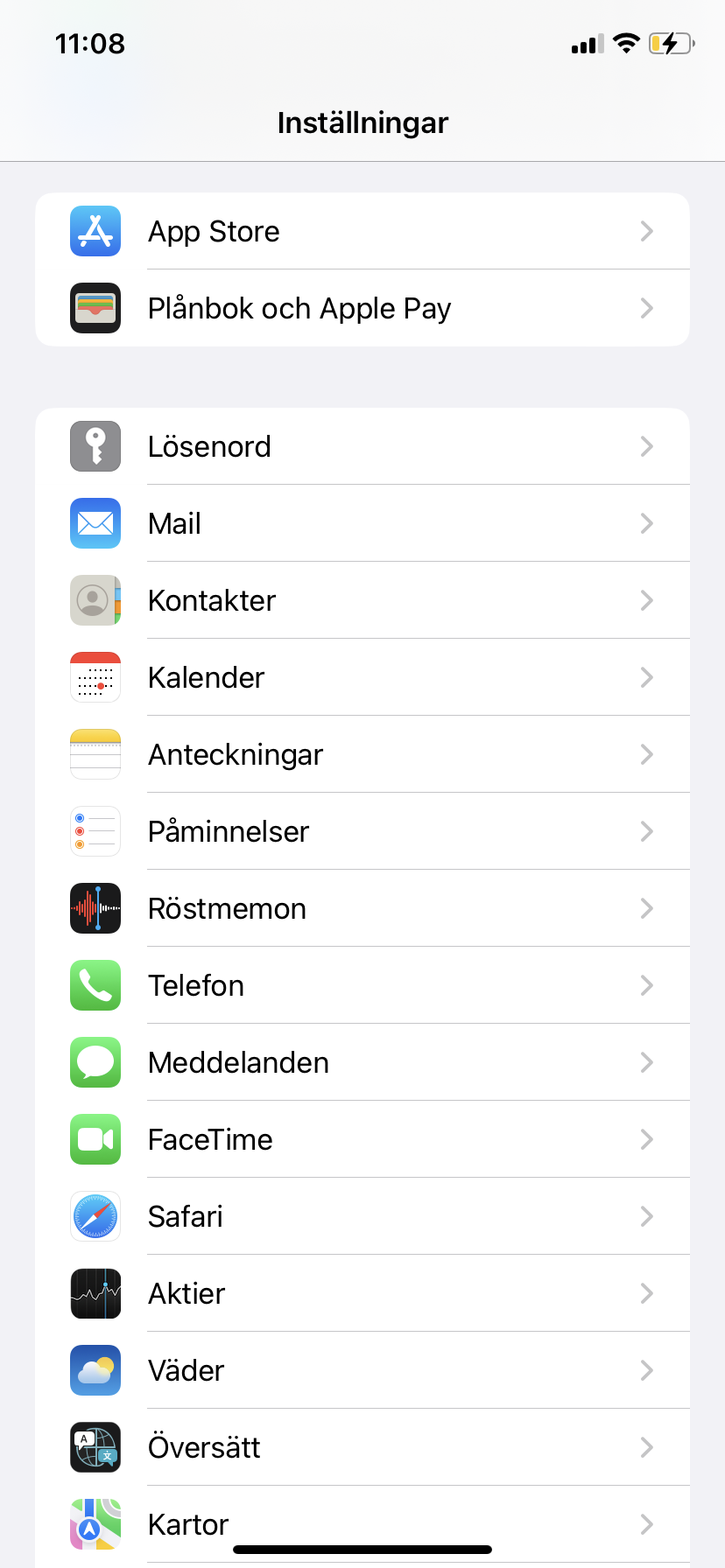 Iphone inställningar